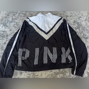 Victoria’s Secret PINK Black & White Windbreaker Jacket Size Medium